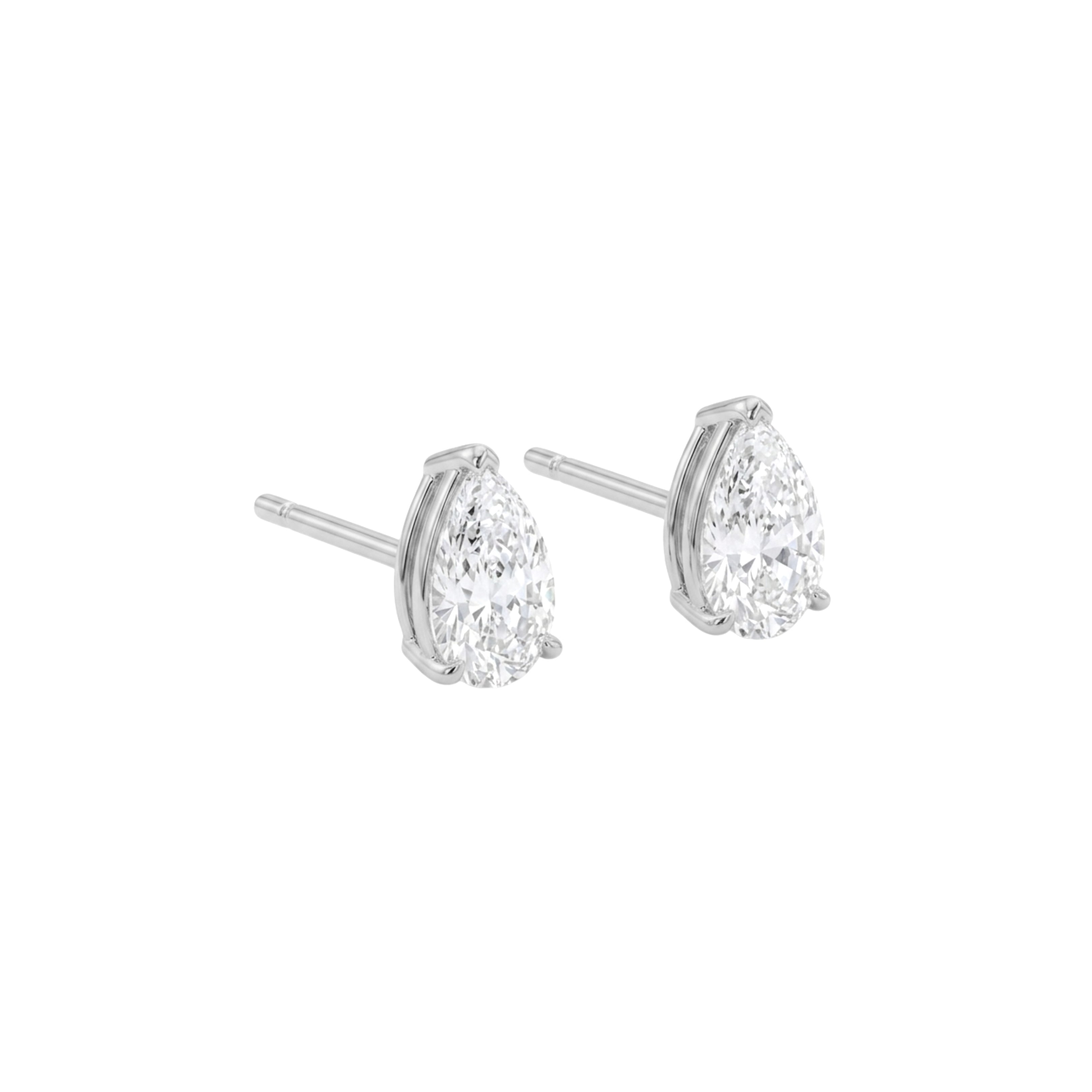 Pear Lab Diamond Studs | White Gold .700CT