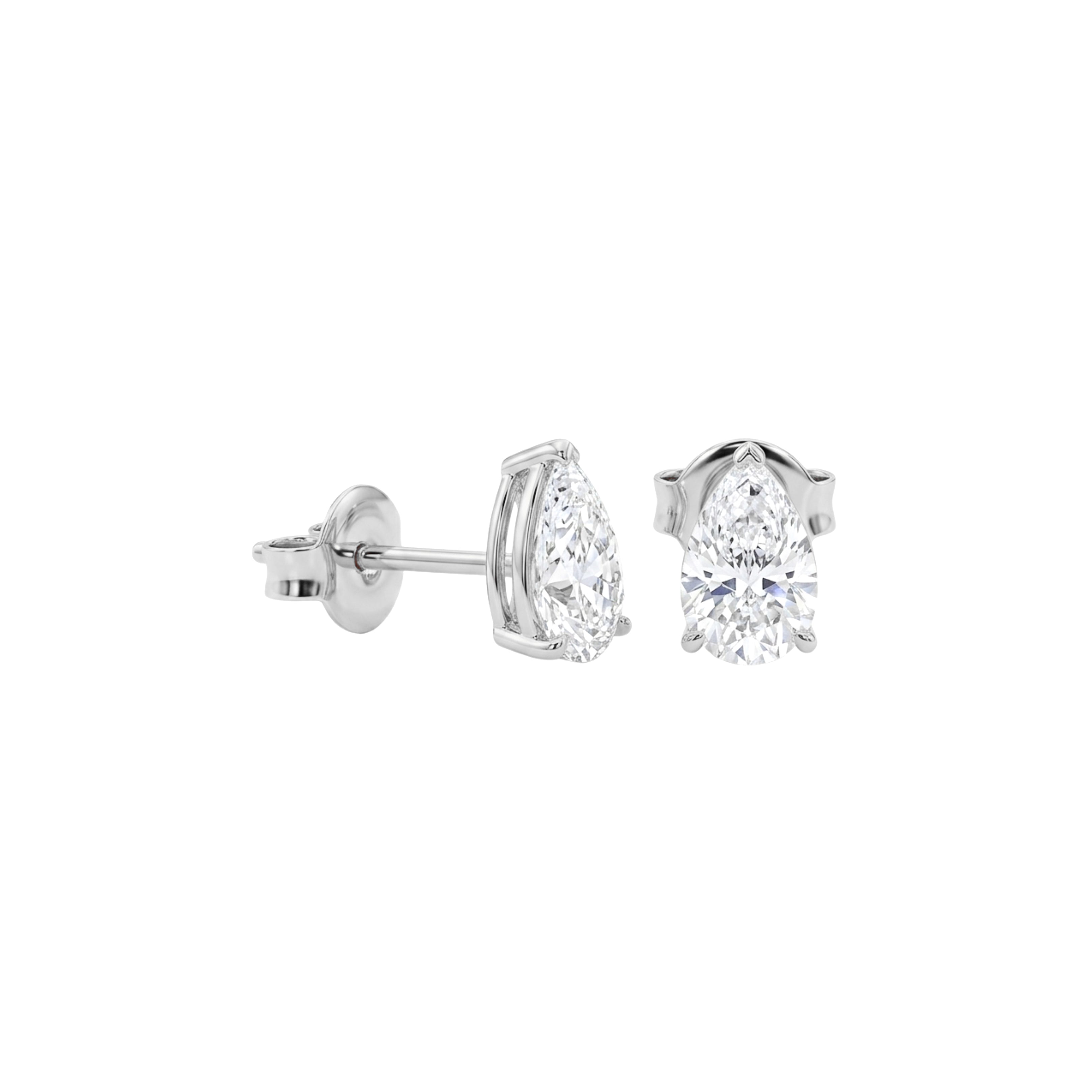 Pear Lab Diamond Studs | White Gold .700CT